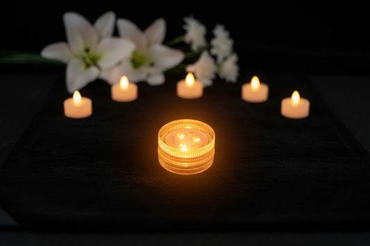 A tealight Crystal Memorial.