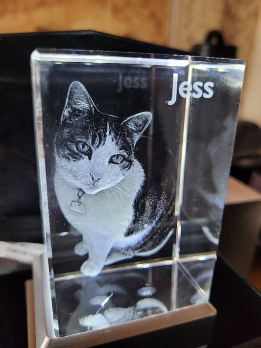 Our beloved Jess remembered. W5cm x H8cm x D5cm.